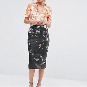 True Violet Floral Scuba Midi Dress